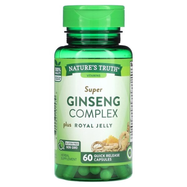 سوبر جينسينج كومبلكس مع غذاء ملكات النحل- 60 كبسولة-Nature's Truth, Super Ginseng Complex Plus Royal Jelly